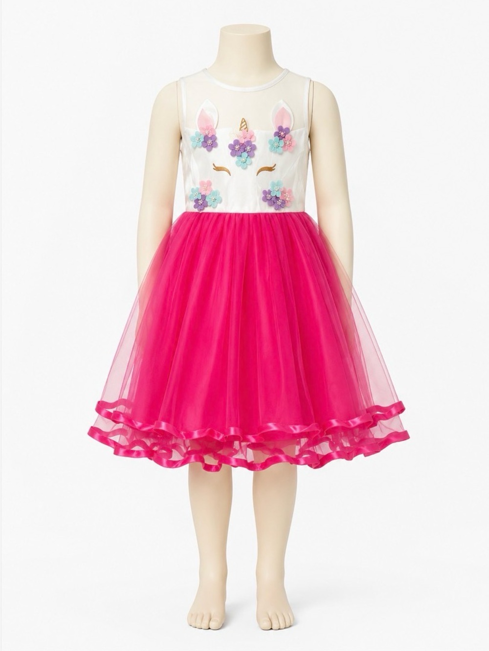 Girls Unicorn Princess Dress Costume with Gloves, Earings/ Size 140cm (8-10y.o)